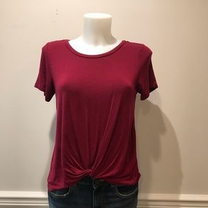 Cloud & Sky crew neck gathered front t-shirt